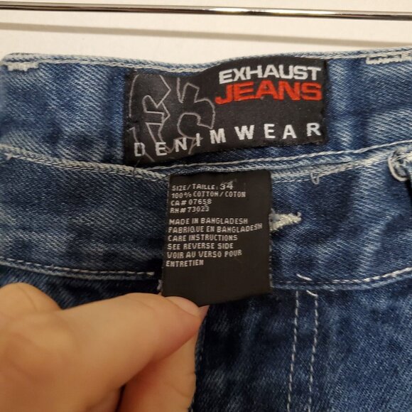 Y2k Exhaust baggy denim blue jeans size 34 - Picture 7 of 8